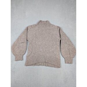 Abercrombie & Fitch Sweater Womens Medium Taupe Mock Neck Chevron Knit Pullover